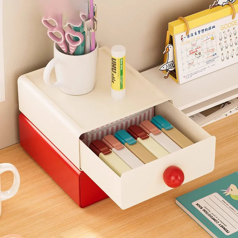Dopamine Desk Organizer Box Stackable Dust-proof Desktop Storage Boxes Drawer Large Capacity Stationery Storage Rack thumbnail 2