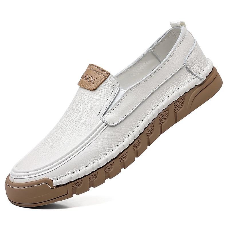 Mens Genuine Leather Loafers Soft Moccasin Shoes Breathable Slip On Driving Shoes Comfortable Casual Footwear For Summer Daily thumbnail 5
