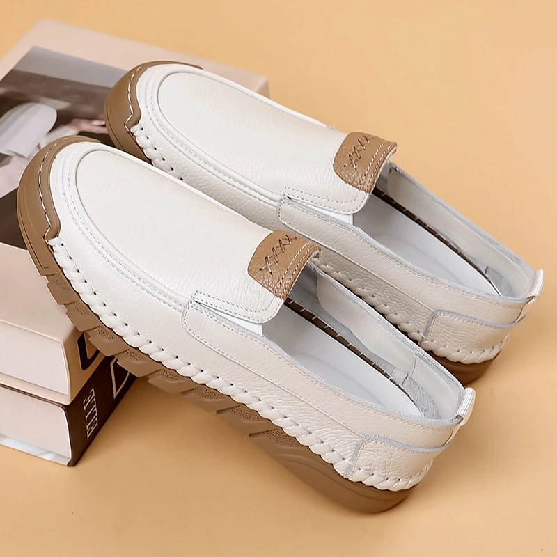 Mens Genuine Leather Loafers Soft Moccasin Shoes Breathable Slip On Driving Shoes Comfortable Casual Footwear For Summer Daily thumbnail 4