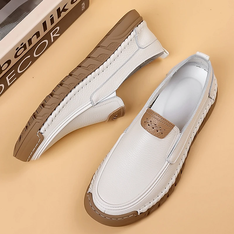 Mens Genuine Leather Loafers Soft Moccasin Shoes Breathable Slip On Driving Shoes Comfortable Casual Footwear For Summer Daily thumbnail 2