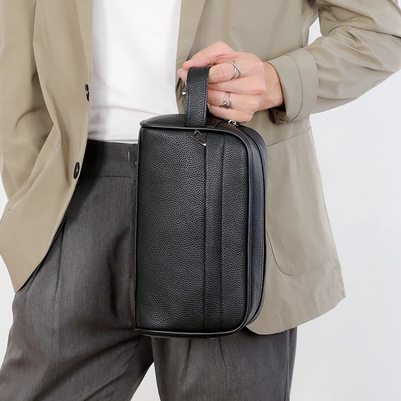 Business Clutches Fashion Soft PU Leather Men's Clutch Bags Solid Color Card Pack Phone Coin Purse Wallet Birthday Gift for Men thumbnail 3