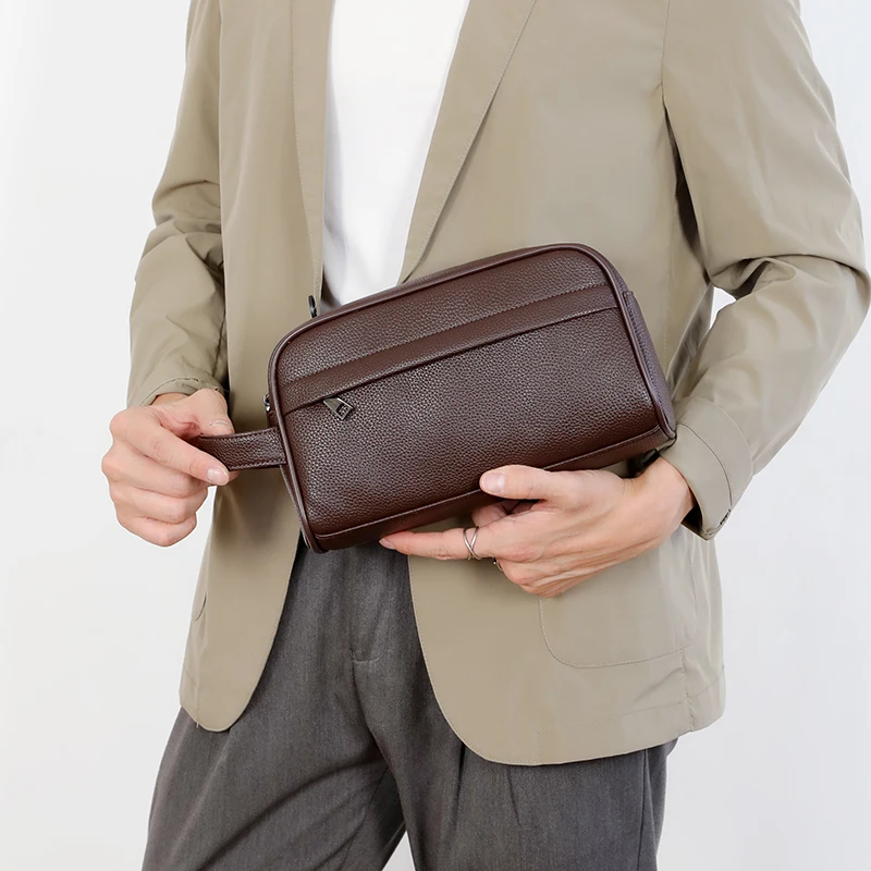 Business Clutches Fashion Soft PU Leather Men's Clutch Bags Solid Color Card Pack Phone Coin Purse Wallet Birthday Gift for Men thumbnail 6