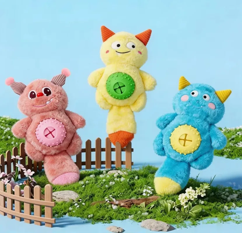 Cute Monster Plush Dog Toy with Sound Generator Crinkle Paper Interactive Chew Treat Dispenser Toy for Puppies & Dogs thumbnail 4
