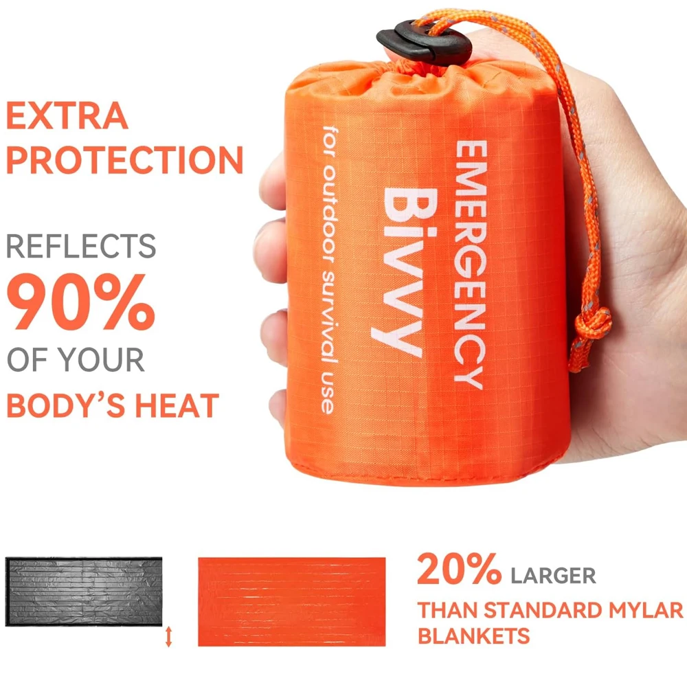 Emergency Sleeping Bag Survival Blanket Thermal Mylar Bivy Sack Lightweight Waterproof Portable Shelter For Camping Hiking thumbnail 2