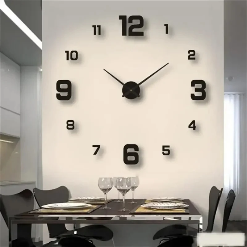 Digital Clock Luminous Modern Watches Home Decoration DIY Living Room Families Wall Decor Stereo Frameless Bedroom Clocks Garden thumbnail 5
