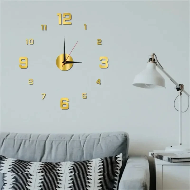Digital Clock Luminous Modern Watches Home Decoration DIY Living Room Families Wall Decor Stereo Frameless Bedroom Clocks Garden thumbnail 2