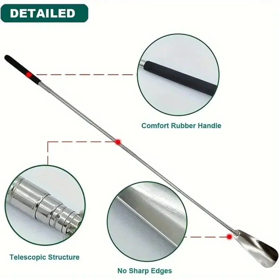 1PC Retractable Stainless Steel Elderly Shoe Puller, Shoe Assistant, Suitable for Both Men and Women , Schoenlepel, Shoe Horn thumbnail 3