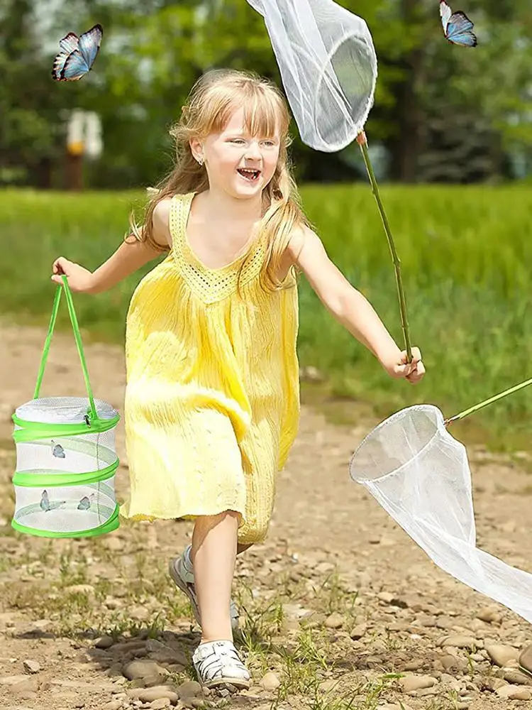 Folding Insect Mesh Cage Butterfly Dragonfly Mantis Breathable Habitat Cage Cylindrical Breeding Feeding Container Catching Cage thumbnail 3