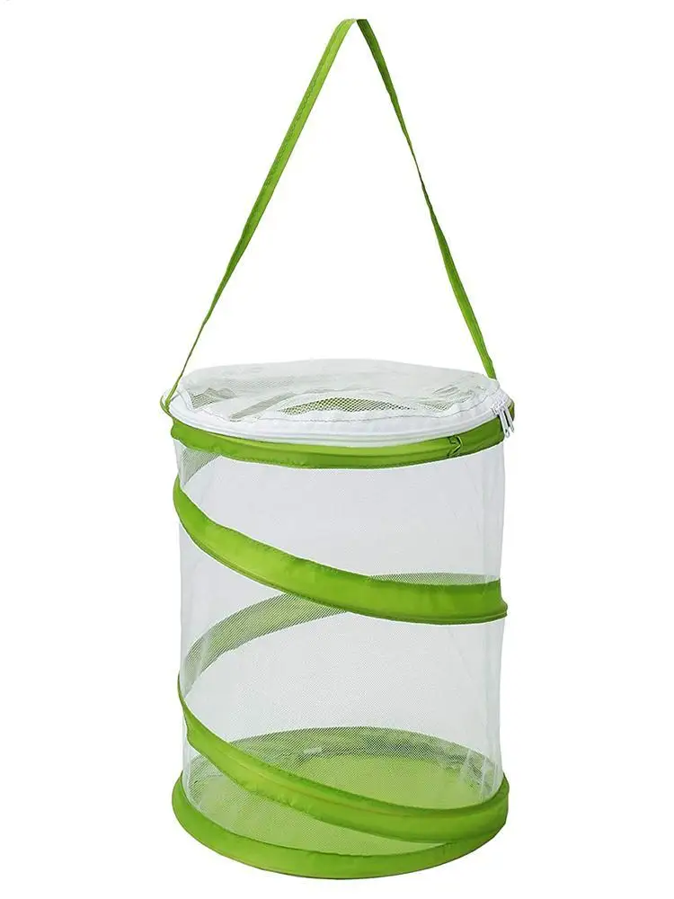 Folding Insect Mesh Cage Butterfly Dragonfly Mantis Breathable Habitat Cage Cylindrical Breeding Feeding Container Catching Cage