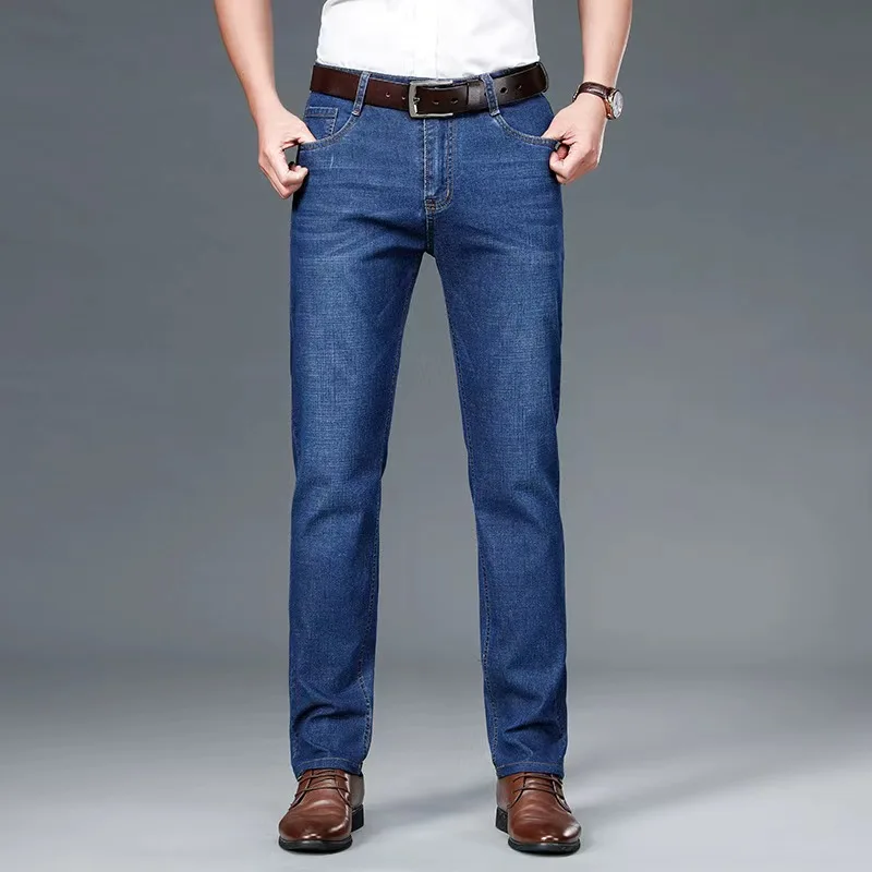 Men's Casual Straight Stretch Jeans 2025 Spring Autumn New Classic Blue Black Work Denim Trousers Fashion Male Brand Clothing thumbnail 2