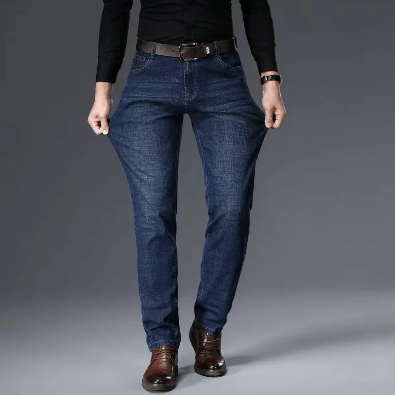 Men's Casual Straight Stretch Jeans 2025 Spring Autumn New Classic Blue Black Work Denim Trousers Fashion Male Brand Clothing thumbnail 5
