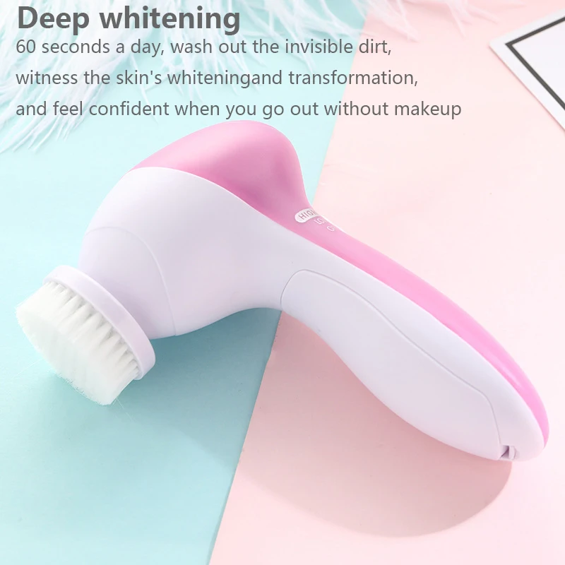 5 IN 1 Face Cleansing Brush Wash Machine Spa Skin Care Massager Blackhead Cleaning Electric Facial Cleaner Facial Cleanser Tool thumbnail 3