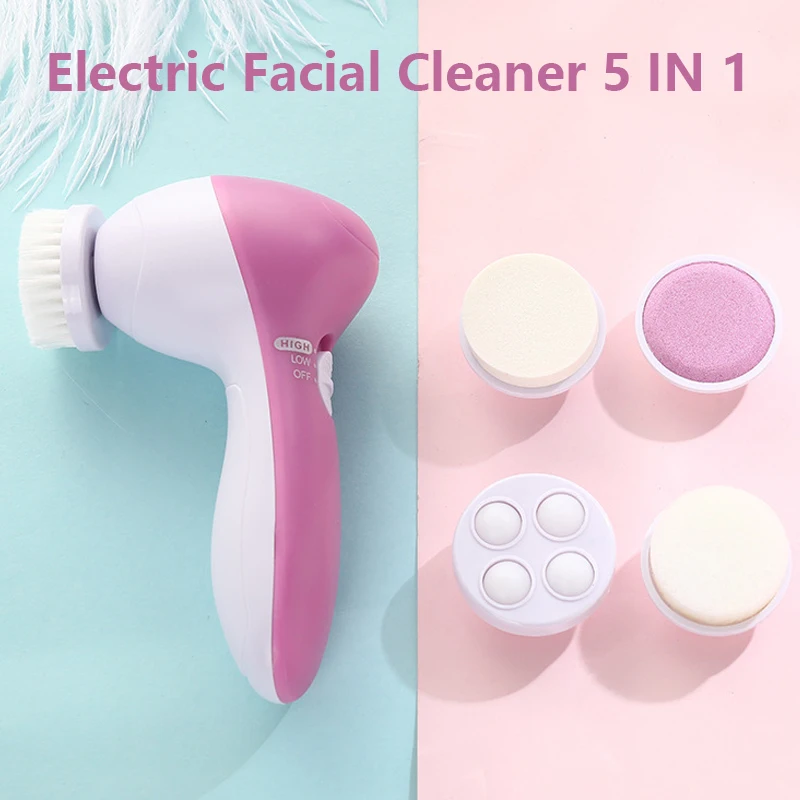 5 IN 1 Face Cleansing Brush Wash Machine Spa Skin Care Massager Blackhead Cleaning Electric Facial Cleaner Facial Cleanser Tool thumbnail 2
