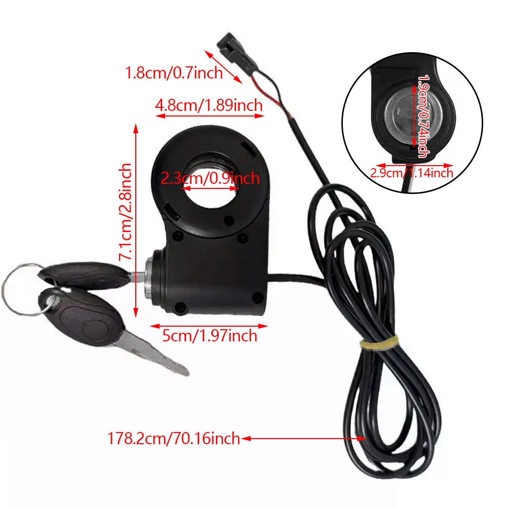 Electric Scooter Power Switch Key Lock Set Cylinder Ignition Lock for E-bike Anti-theft Replacement Core Durable thumbnail 6
