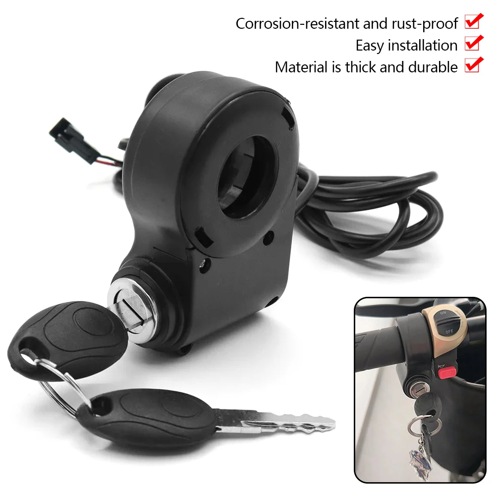 Electric Scooter Power Switch Key Lock Set Cylinder Ignition Lock for E-bike Anti-theft Replacement Core Durable thumbnail 4