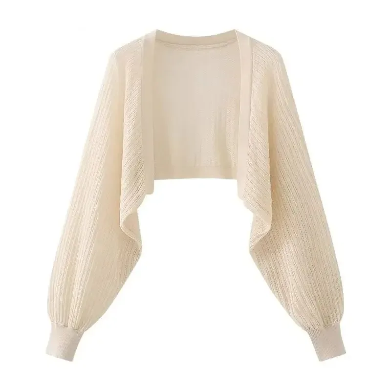 Hollow-out Long-sleeved Knitted Cardigan Top Women's Summer Thin Jacket Vest Dress Shawl Worn Over A Shirt thumbnail 4