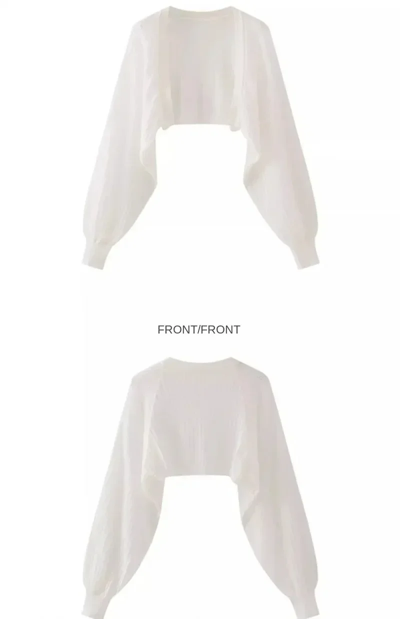 Hollow-out Long-sleeved Knitted Cardigan Top Women's Summer Thin Jacket Vest Dress Shawl Worn Over A Shirt thumbnail 5