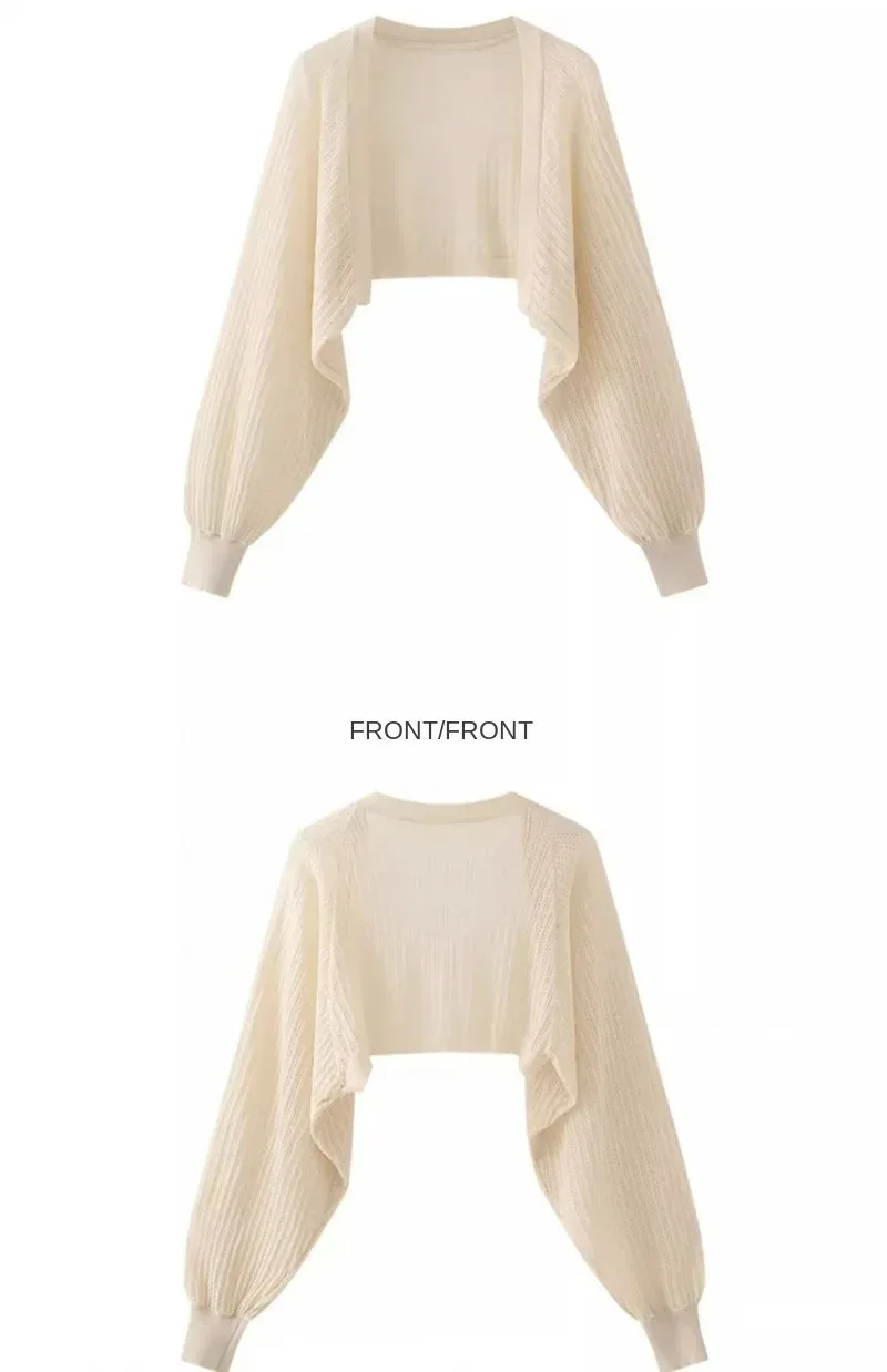 Hollow-out Long-sleeved Knitted Cardigan Top Women's Summer Thin Jacket Vest Dress Shawl Worn Over A Shirt thumbnail 6