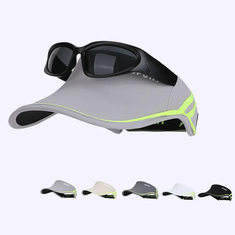 New Sport Empty Top Cap Sun Hats With Sunglasses for Men Women Adjustable Outdoor Hunting Hiking Camping Fishing Sunshade Hat