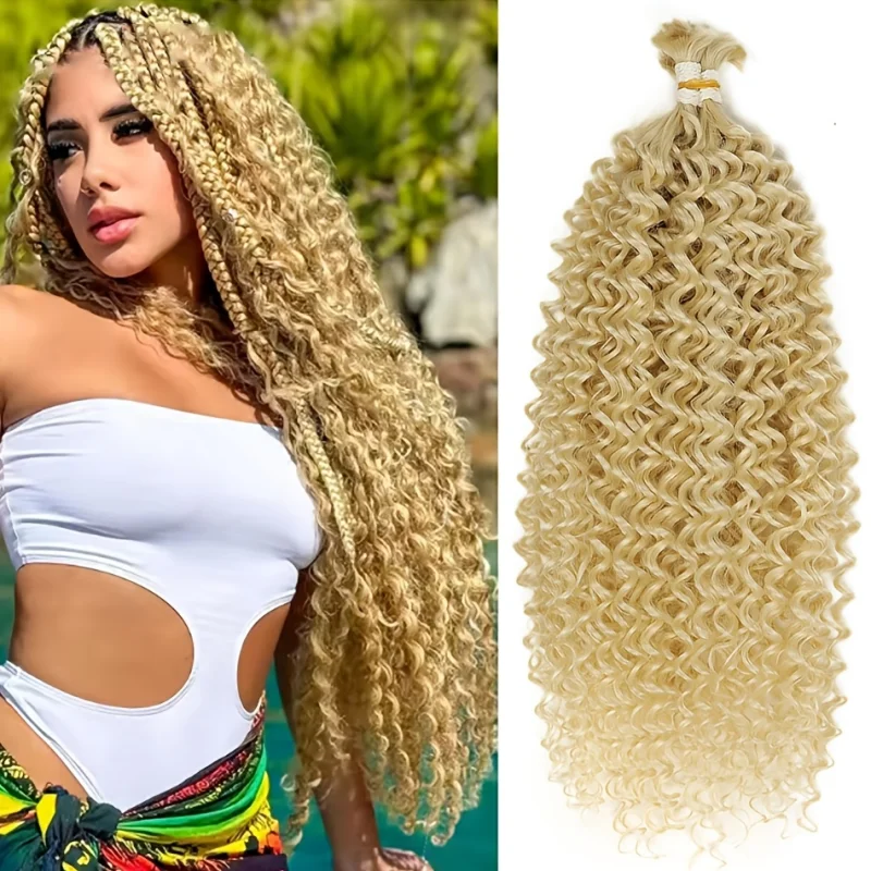 2Pcs/Pack Synthetic Deep Wave Braiding Hair Extensions Loose Texture Jerry Curl Boho Braids No Weft for Quick Weave Hairdos thumbnail 4