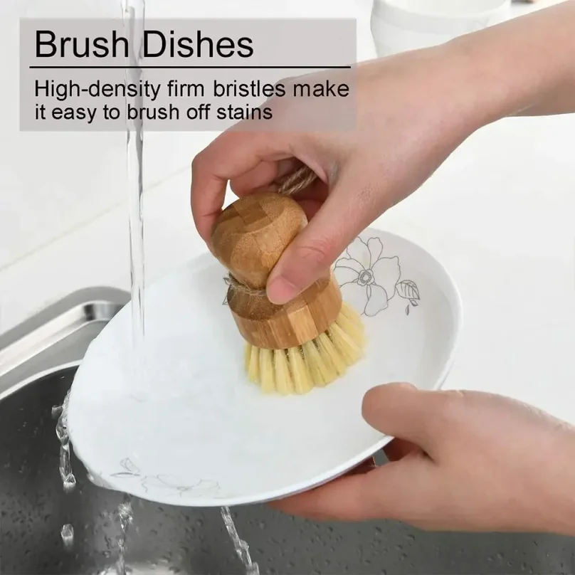 2pcs/set Kitchen Cleaning Brush Wooden Dish Brush with Natural Sisal and Coconut Durable Portable Eco Friendly Zero Waste thumbnail 4