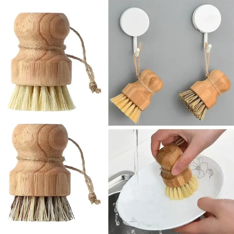 2pcs/set Kitchen Cleaning Brush Wooden Dish Brush with Natural Sisal and Coconut Durable Portable Eco Friendly Zero Waste thumbnail 6