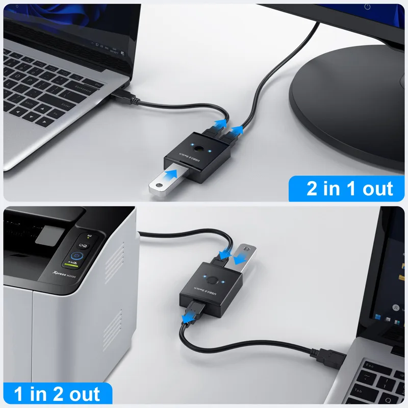 USB3.0 Switch 1x2/2x1 USB Hub Bidirectional USB3.0 Switcher USB 3.0 Extender Shared Controller for PC  Computer Notebook thumbnail 3