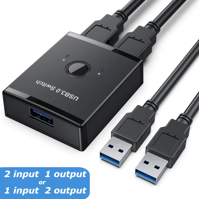 USB3.0 Switch 1x2/2x1 USB Hub Bidirectional USB3.0 Switcher USB 3.0 Extender Shared Controller for PC  Computer Notebook thumbnail 2