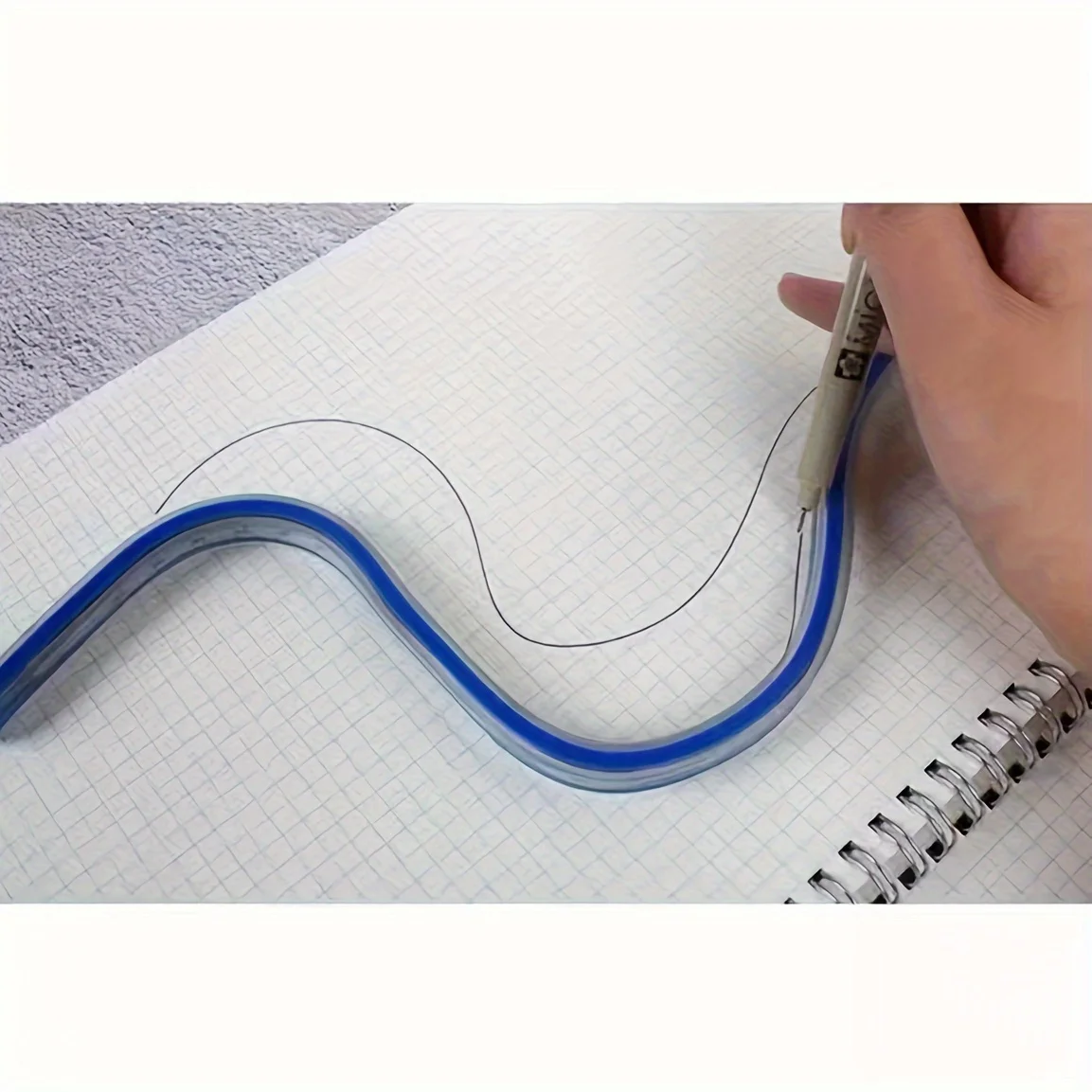 1pc Flexible Curve Ruler for Drawing & Design - Dual Scale Multi-Functional Plastic Tool for Office & School Use thumbnail 6