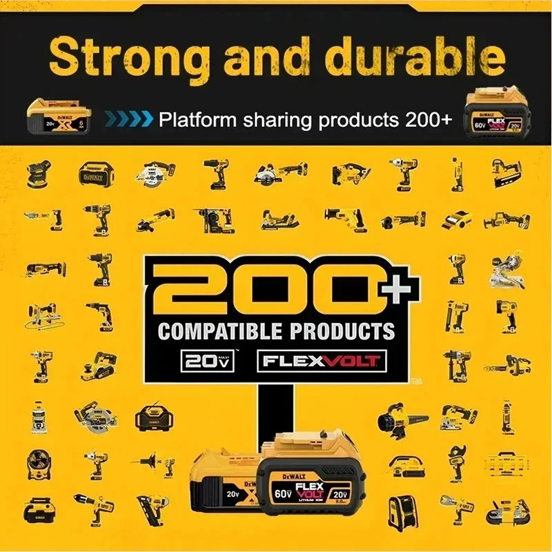 100%Original DEWALT 20v/60V battery DCB606 DCB609 DCB182 DCB205 DCB206 DCB209 power tool  battery 6AH 9AH battery. thumbnail 6