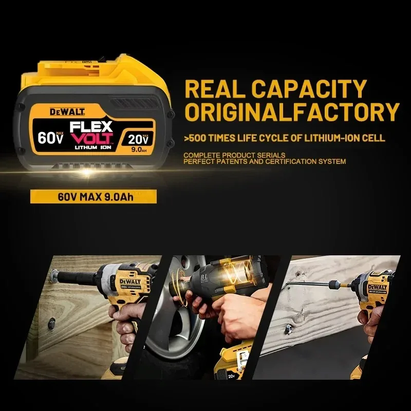 100%Original DEWALT 20v/60V battery DCB606 DCB609 DCB182 DCB205 DCB206 DCB209 power tool  battery 6AH 9AH battery. thumbnail 3