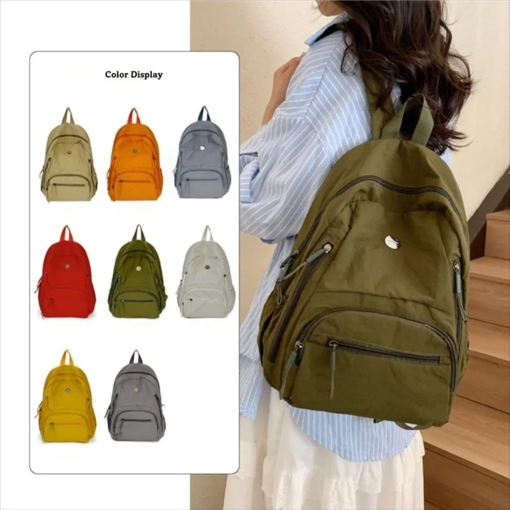 Casual Nylon Daypack Large Capacity Waterproof School Backpack Lightweight Dual-Shoulder Travel Backpack Unisex thumbnail 2