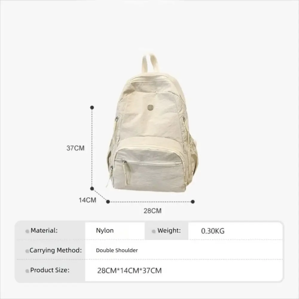 Casual Nylon Daypack Large Capacity Waterproof School Backpack Lightweight Dual-Shoulder Travel Backpack Unisex thumbnail 6