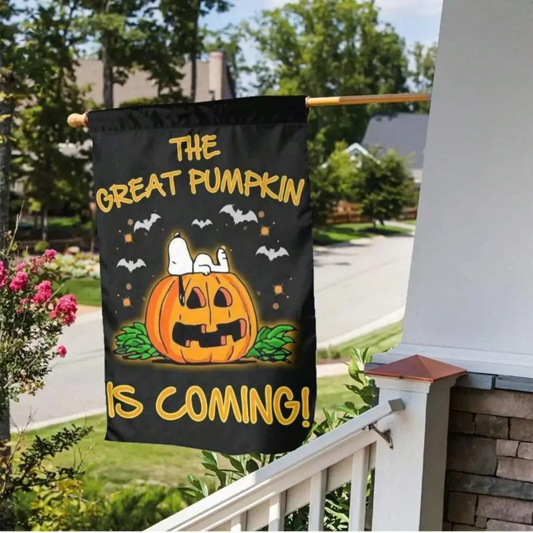 Garden Flags - Double-Sided Printed Pumpkin Ghost Outdoor Patio Decor, Holiday Yard Banner, Easy to Hang, Pole Not Included thumbnail 2