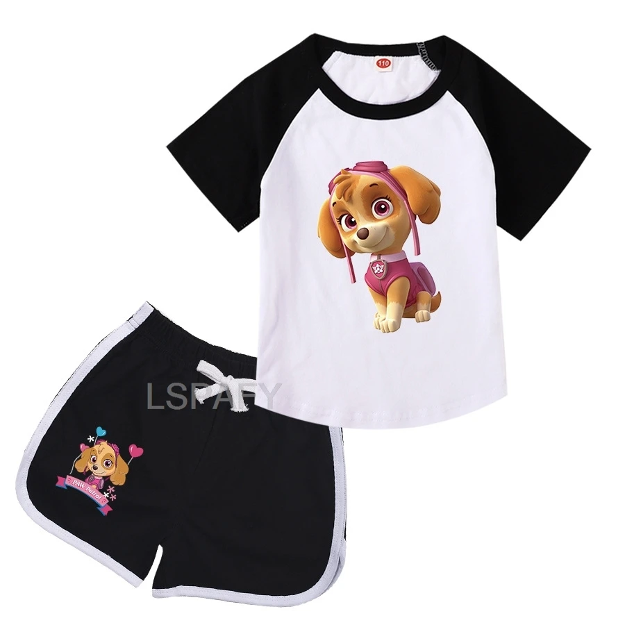Summer New PAW PATROL Outfit 2pcs Set for Baby Girls Short Sleeve T-shirt +Causal Shorts Infant Baby Girl Clothes thumbnail 4