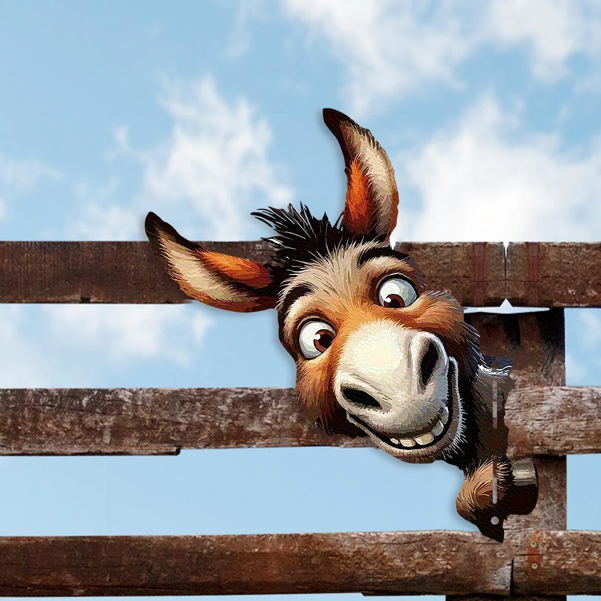 1pc Metal Farmhouse Decor -  Peeking Donkey Head Fence Metal Decoration, Weather-Resistant Outdoor Garden Decoration thumbnail 5