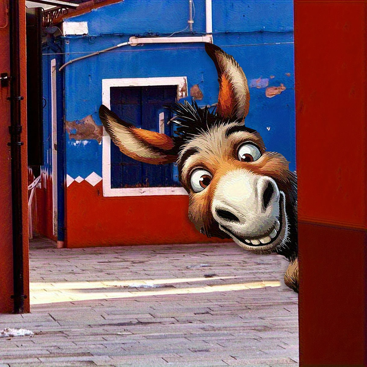 1pc Metal Farmhouse Decor -  Peeking Donkey Head Fence Metal Decoration, Weather-Resistant Outdoor Garden Decoration