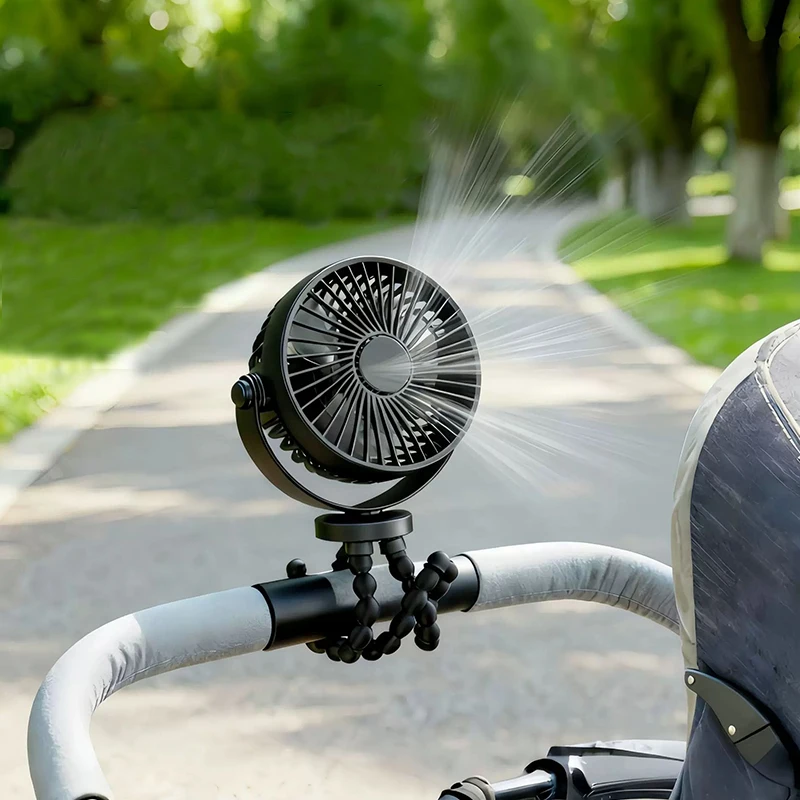 Stroller Fan Portable Baby Fan with 3 Speeds Quiet Rechargeable Fans for Travel Outdoor Car Seat Crib Baby Stroller Accessories thumbnail 2