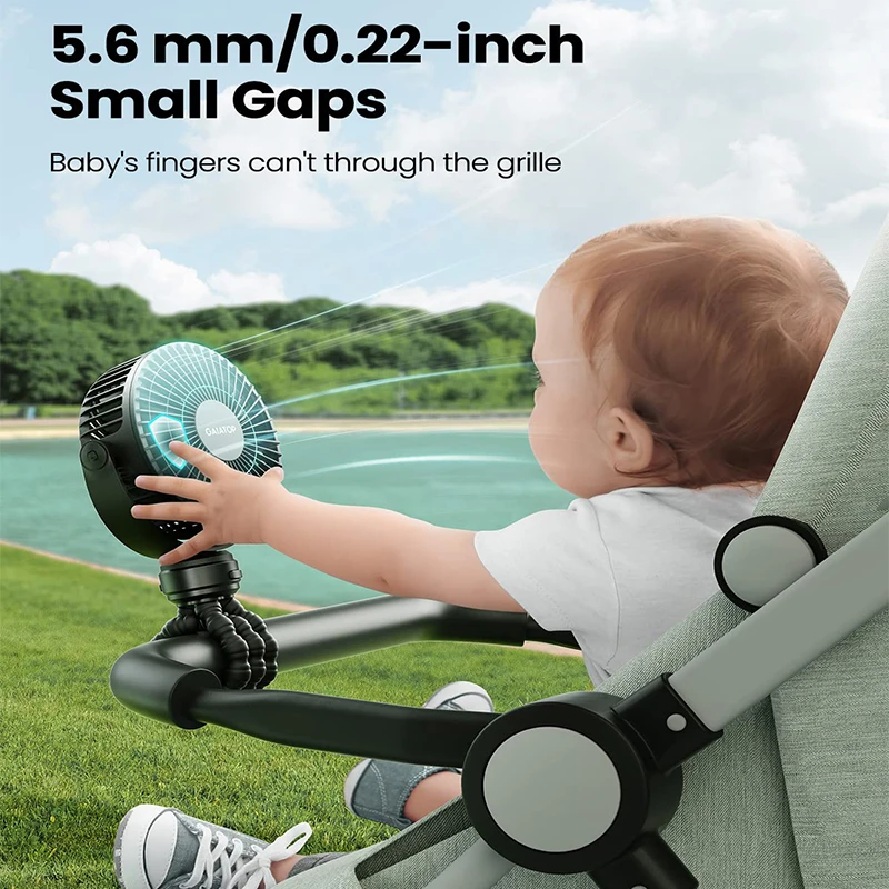 Stroller Fan Portable Baby Fan with 3 Speeds Quiet Rechargeable Fans for Travel Outdoor Car Seat Crib Baby Stroller Accessories