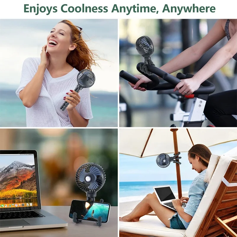 Stroller Fan Portable Baby Fan with 3 Speeds Quiet Rechargeable Fans for Travel Outdoor Car Seat Crib Baby Stroller Accessories thumbnail 6