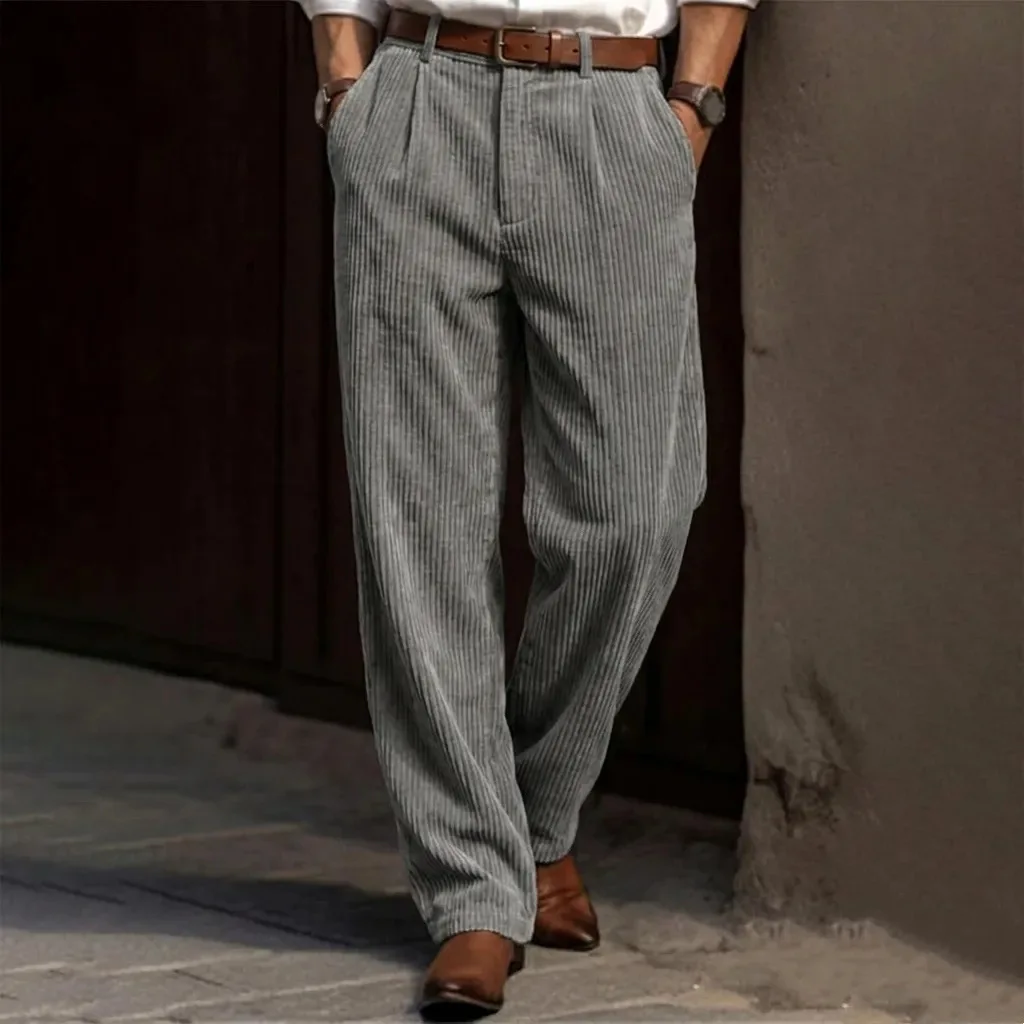 Spring and Autumn Men's Corduroy Pants - New Streetwear Style - Stretch-Fit Casual Striped Trousers - Fashionable Business Pants thumbnail 5