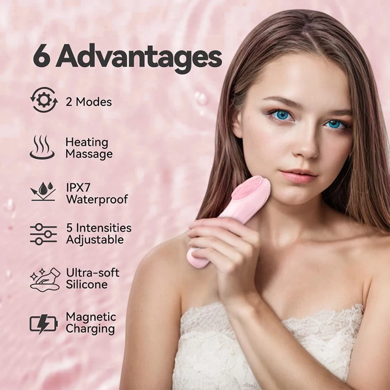 Electric Facial Cleansing Brush Sonic Silicone Cleansing Brush Face Cleaner Deep Pore Skin Massager Face Facial Brush Device thumbnail 4