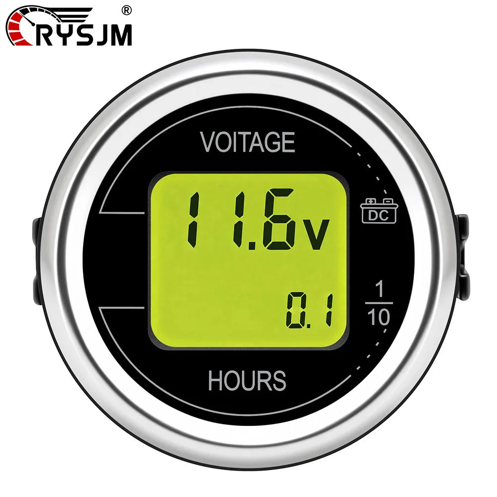 2'' 52MM 2 In 1 Car Voltage + Hour Display Gauge LED Digital Meter Waterproof Voltmeter Round Voltage Meter Volt Detector 12V24V