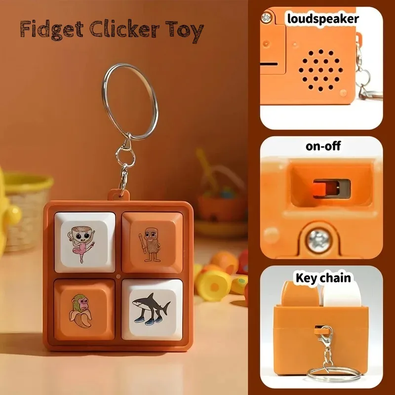 Tralalala Wooden Man Keychain, 4-Button Fidget Clicker Toy, Cute Meme & Anime Inspired Accessory, Fun Gift for Friends & Fans thumbnail 2