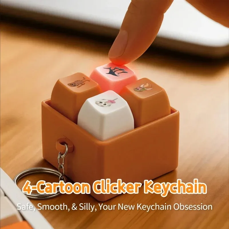 Tralalala Wooden Man Keychain, 4-Button Fidget Clicker Toy, Cute Meme & Anime Inspired Accessory, Fun Gift for Friends & Fans thumbnail 3