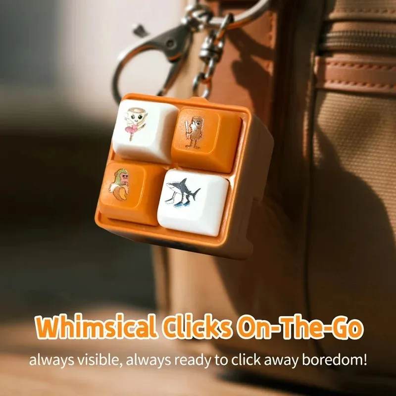 Tralalala Wooden Man Keychain, 4-Button Fidget Clicker Toy, Cute Meme & Anime Inspired Accessory, Fun Gift for Friends & Fans thumbnail 5