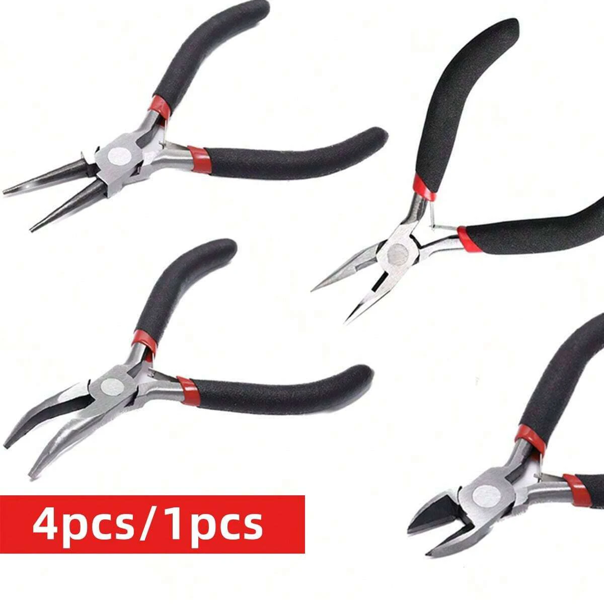 4pcs/1pcs Jewelry Pliers Tool Kit Includes Needle Round Wire Cutter And Curved Nose Pliers For Jewelry Beading Repair Supplies