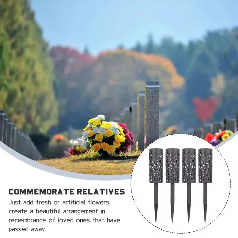 1/2/4PCS Cemetery Vase Plastic Cemetery Vase Decorations Gravestone Grave Yard Ground Outdoor Flower Marker Home Decorations thumbnail 3