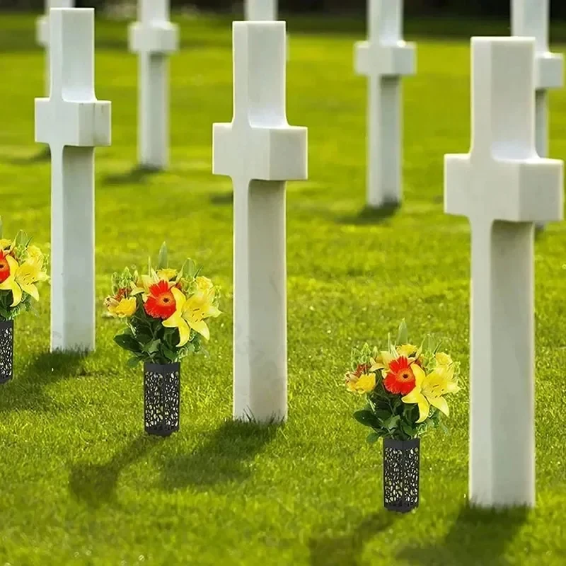 1/2/4PCS Cemetery Vase Plastic Cemetery Vase Decorations Gravestone Grave Yard Ground Outdoor Flower Marker Home Decorations thumbnail 2