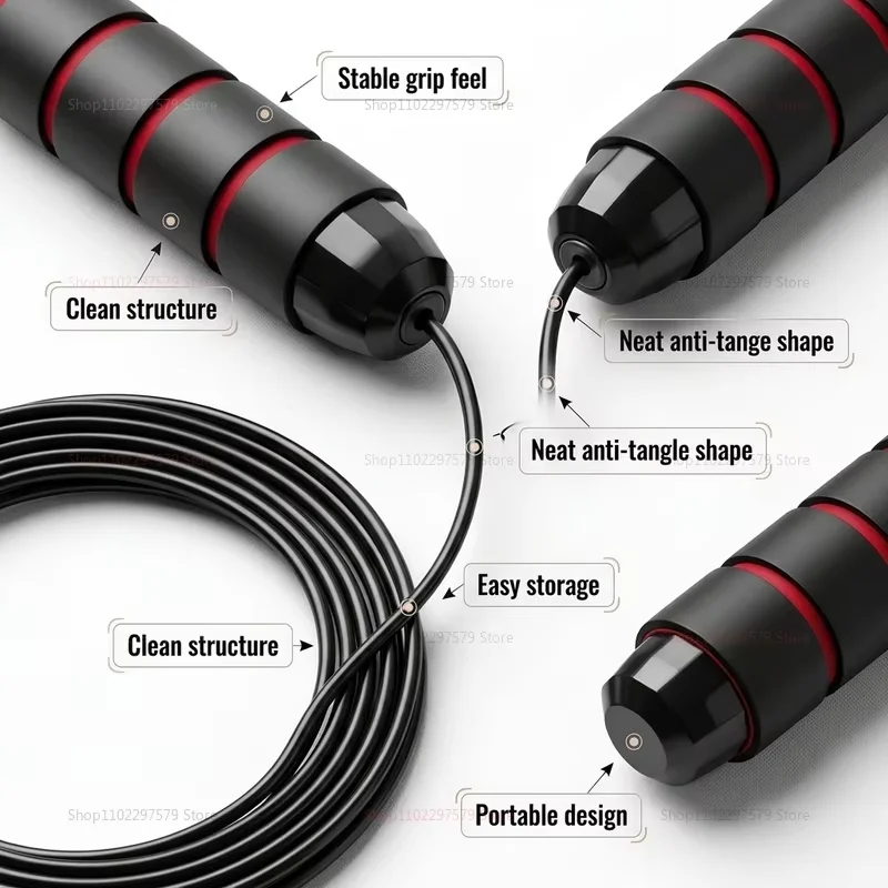 Women’s Adjustable Steel Wire Jump Rope for Indoor Outdoor Fitness Anti-Winding Skipping Rope for Cardio Workout Gym Training thumbnail 3
